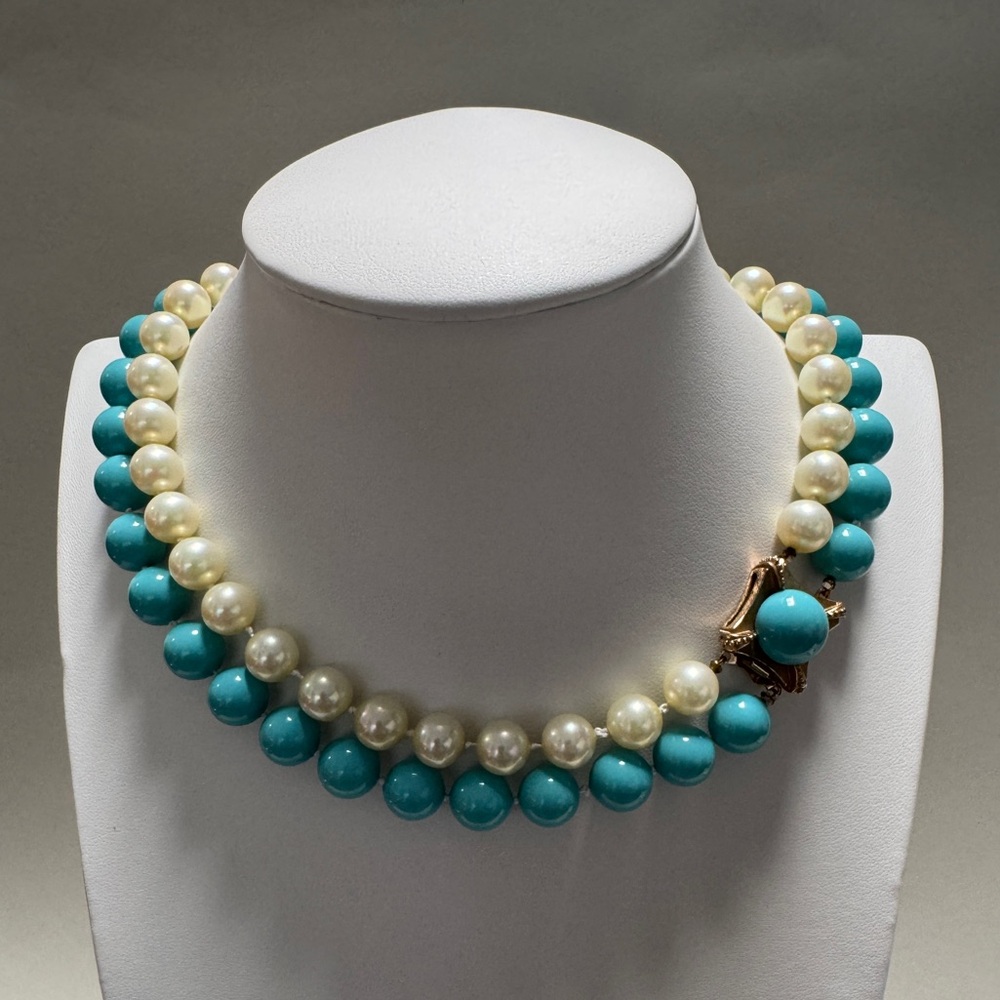 Ciner Pearl and Turquoise Necklace